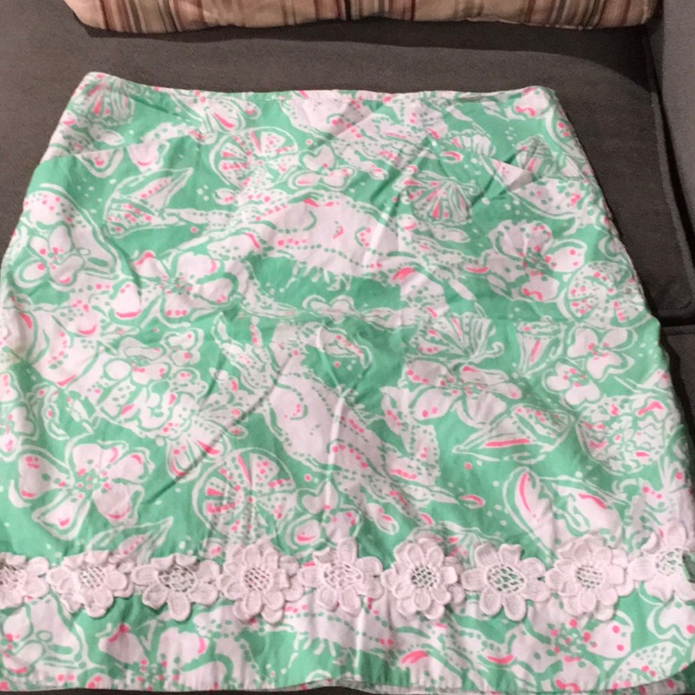 Lilly Pulitzer Mint Green and Pink Skirt RARE
